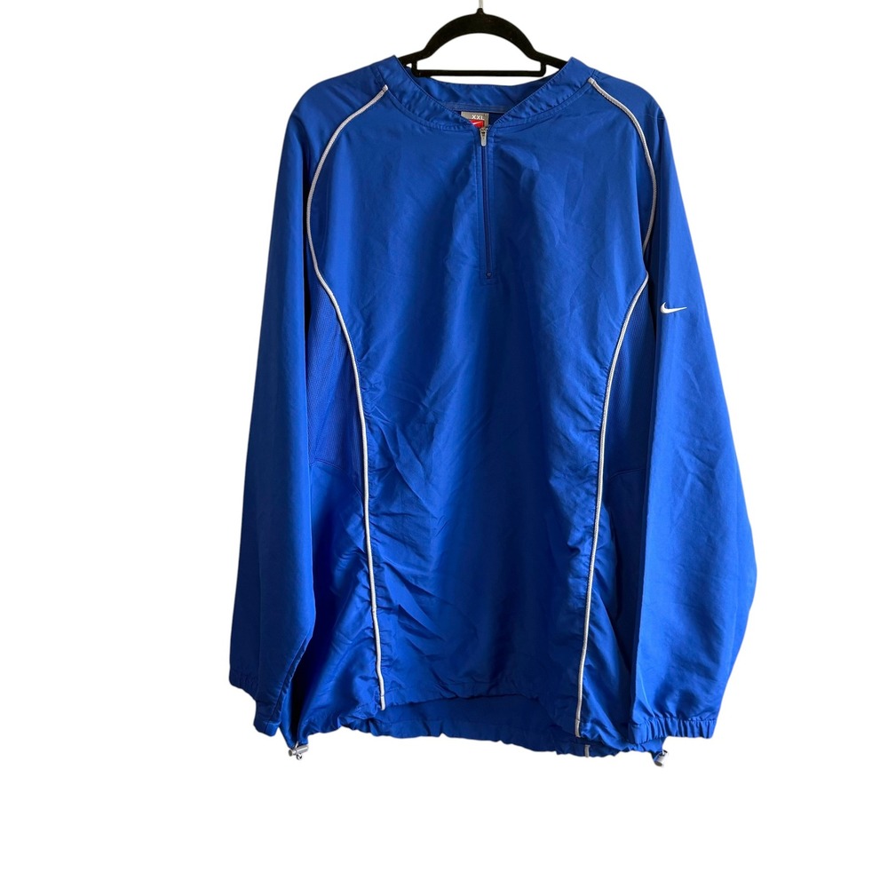 Vintage Nike Team XXL Blue 1/4 Zip Pullover Windbreaker Jacket Sporty Travel